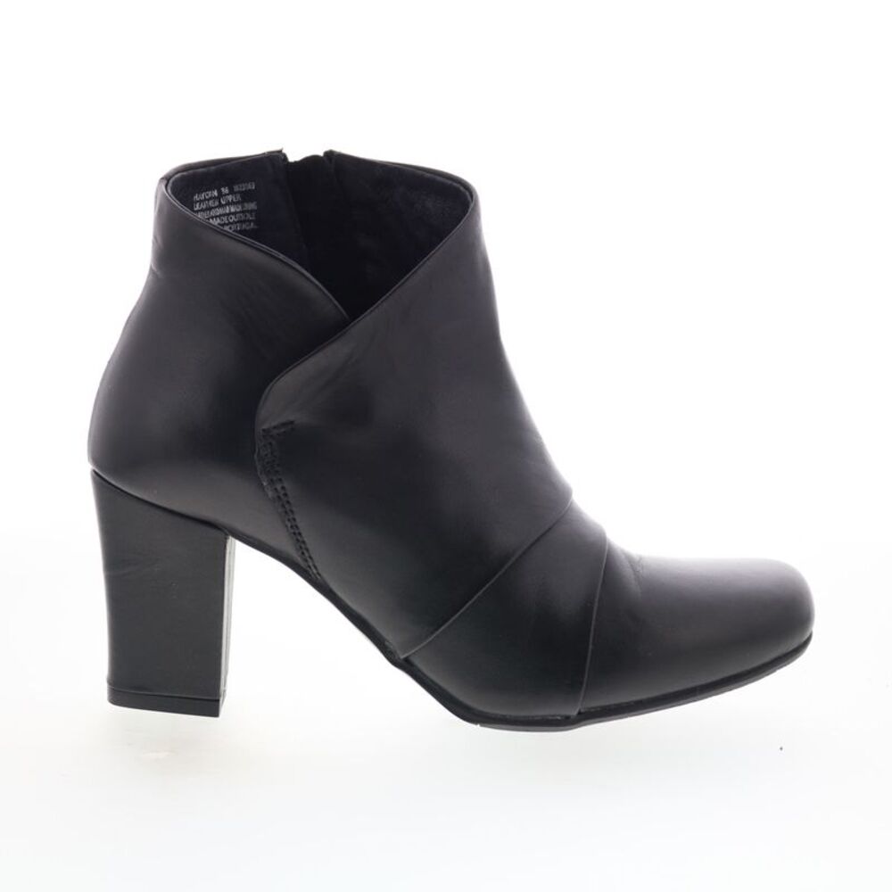 Miz Mooz Black Leather Wrapped Ankle Bootie